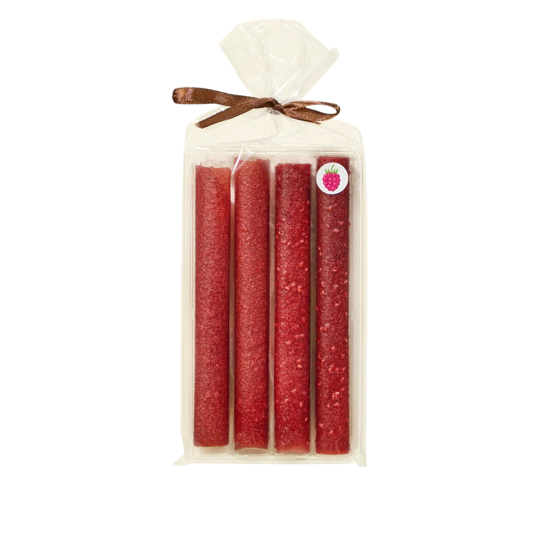 Дизайн без назви 3 - MotherFarm four red fruit snack sticks in a clear plastic pack tied with a brown ribbon інтернет-магазин молочних і натуральних продуктів