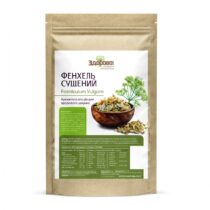 stand-up brown pouch with a white label showing a bowl of dried fennel seeds and a fennel plant; label reads 'ФЕНХЕЛЬ СУШЕНИЙ foeniculum vulgare' (ukrainian). інтернет-магазин молочних і натуральних продуктів