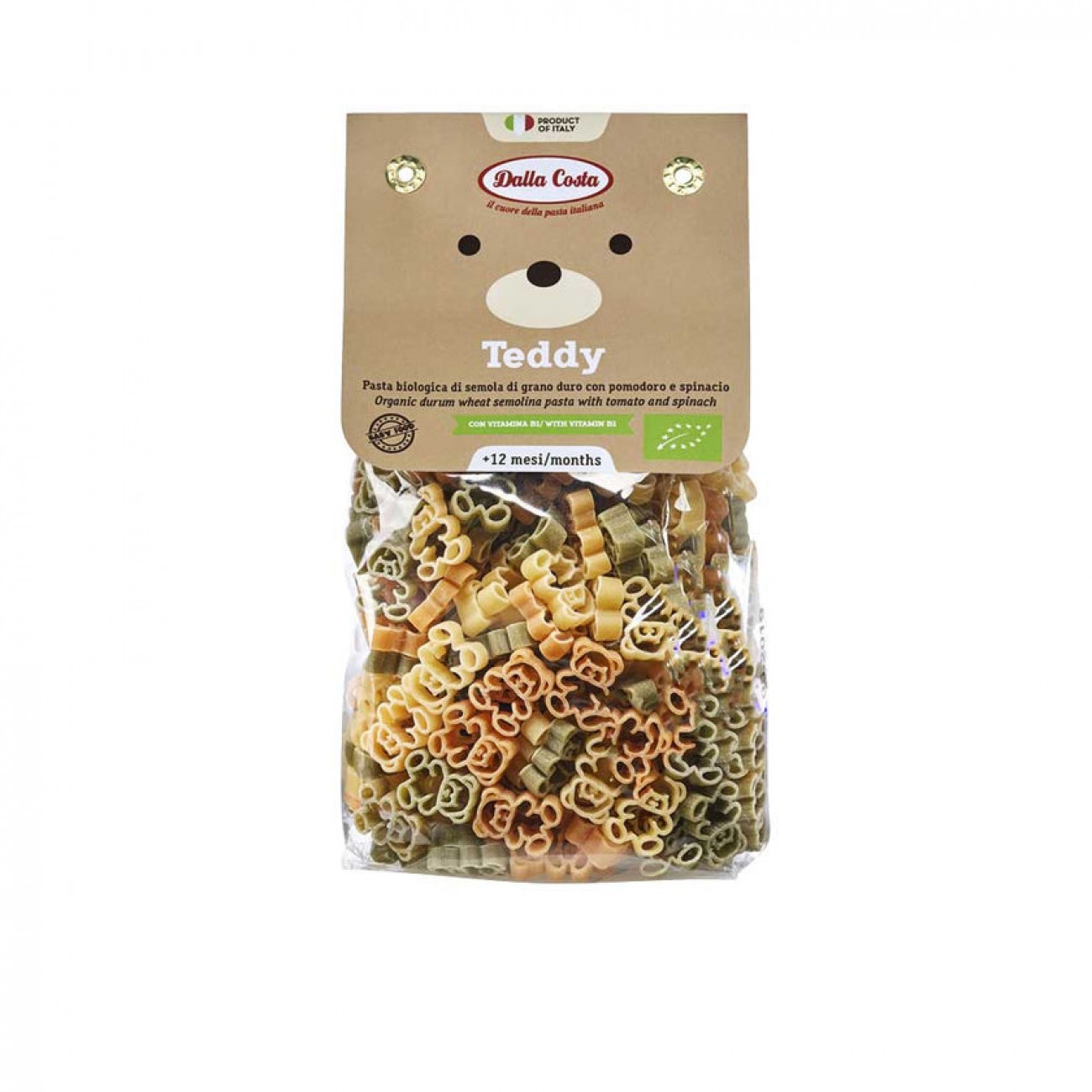 Макарони органічні Baby Teddy Tricolor ТМ Dalla Costa BIO, 200 г