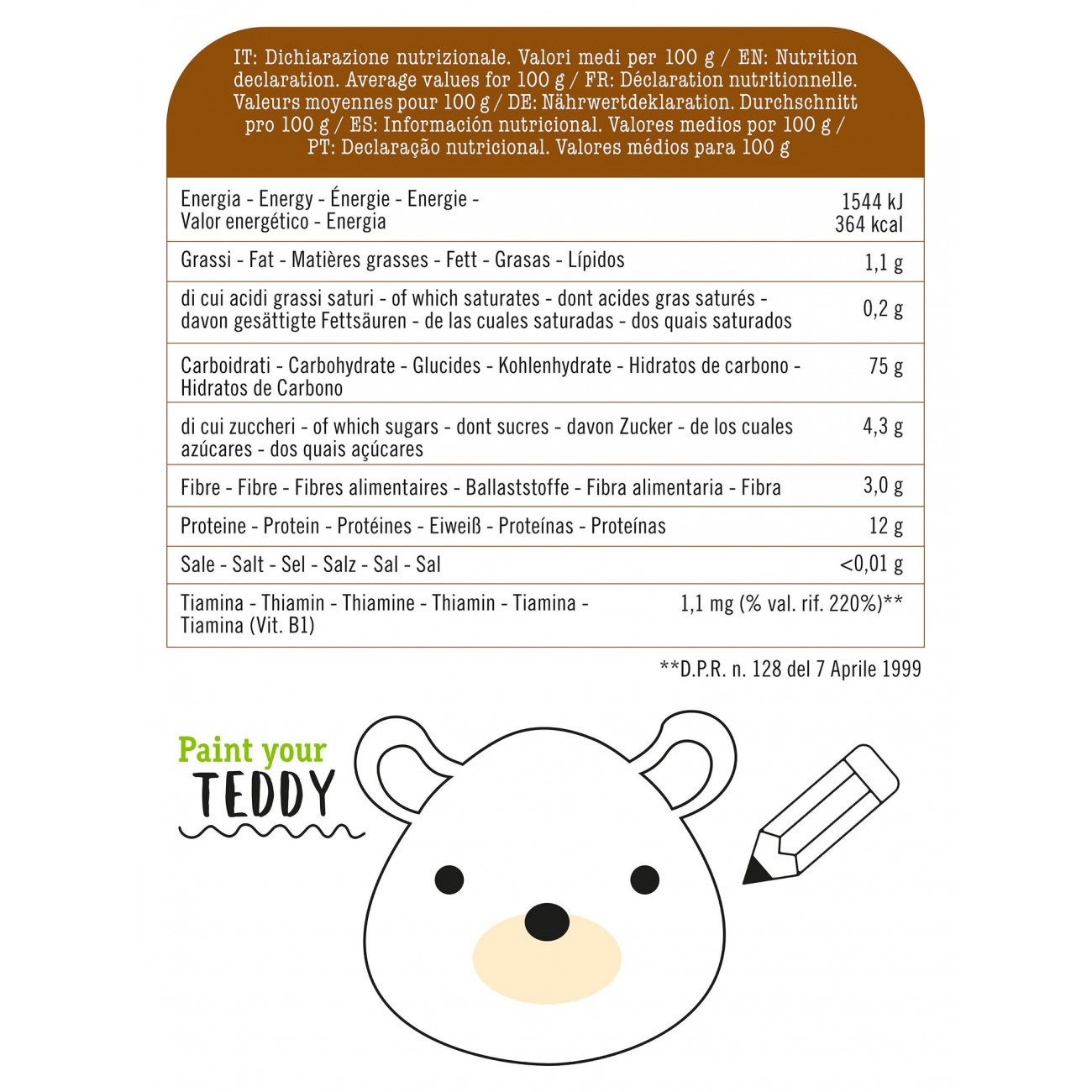 Макарони органічні Baby Teddy Tricolor ТМ Dalla Costa BIO, 200 г - Зображення 2