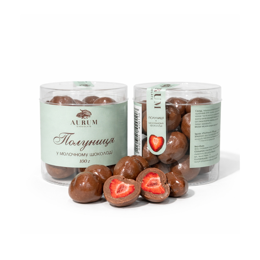 Полуниця сублімована у молочному шоколаді Aurum Chocolate, 100 г